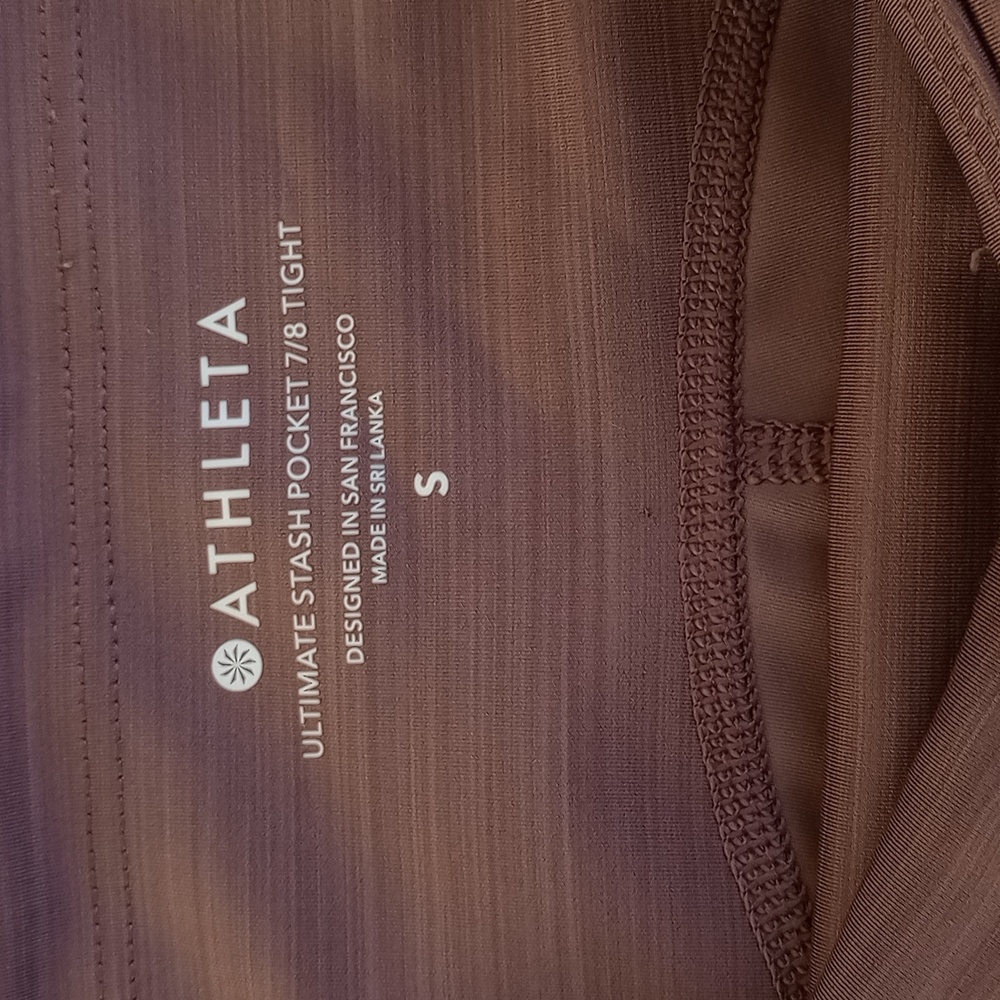 Athleta Ultimate Stash Pocket 7/8 Tight, Small EUC Smoked Almond Brown - Picture 3 of 9
